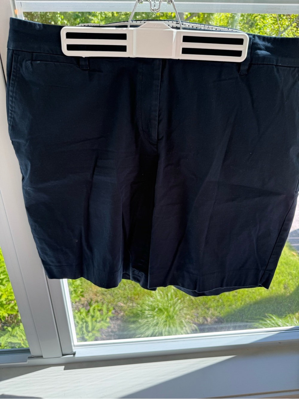 Talbots womens Navy Flat-Front Cotton Shorts